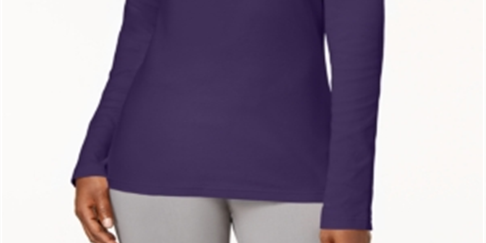 Karen Scott Women's Cotton Mock Neck Top Purple Size XX-Large