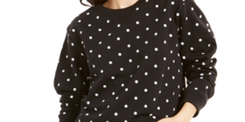 Karen Scott Women's Sport Dot Print Sweatshirt Black Size X-Large