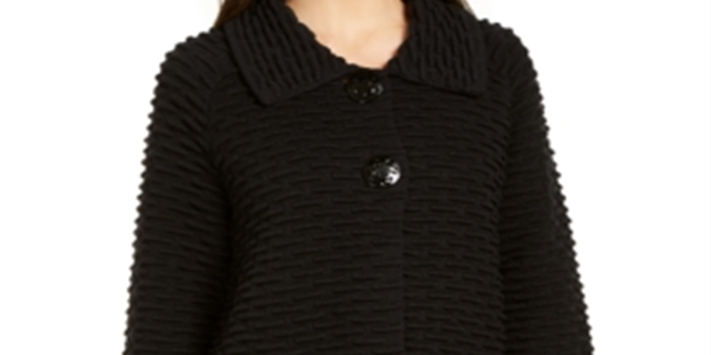 JM Collection Women's Holiday Party Textured Sweater Jacket Black Size Small