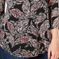Charter Club Women's Pleated V Neck Paisley Knit Shirt Black Multi Size S