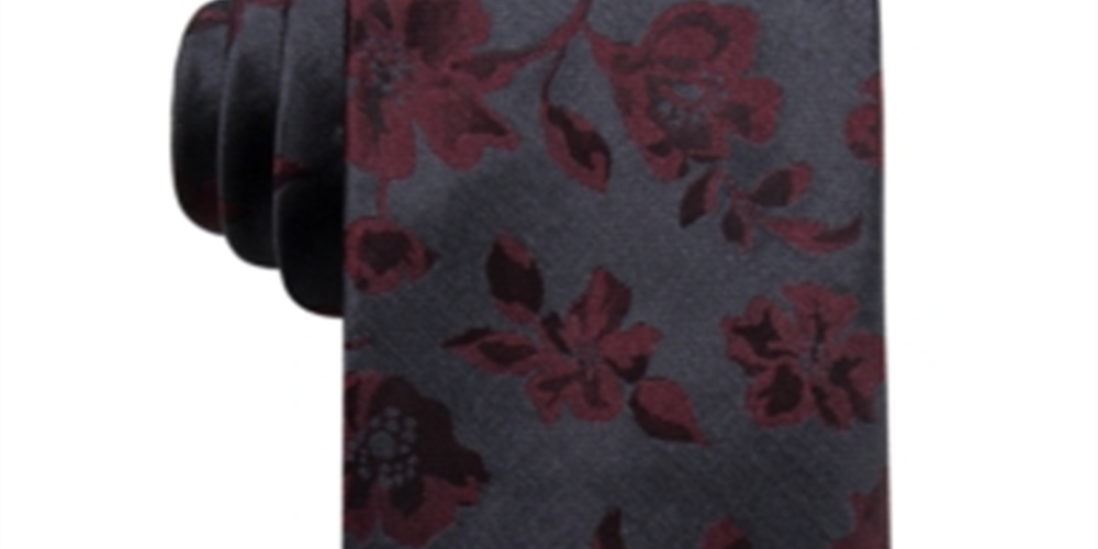 Ryan Seacrest Distinction Men's Jackson Silk Blend Floral Neck Tie Gray Size One Size