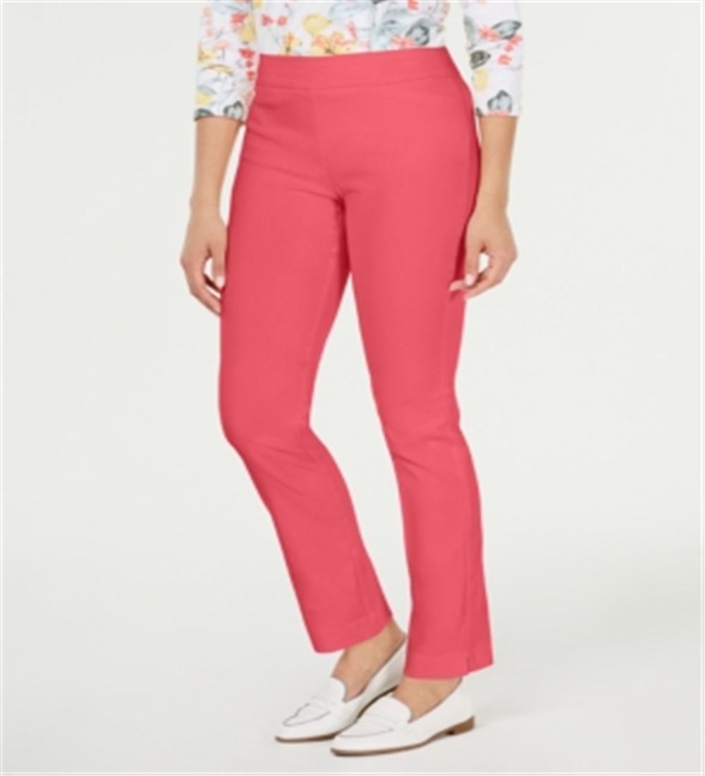Charter Club Women's Cambridge Skinny Pull on Tummy Control Pants Pink Size 6
