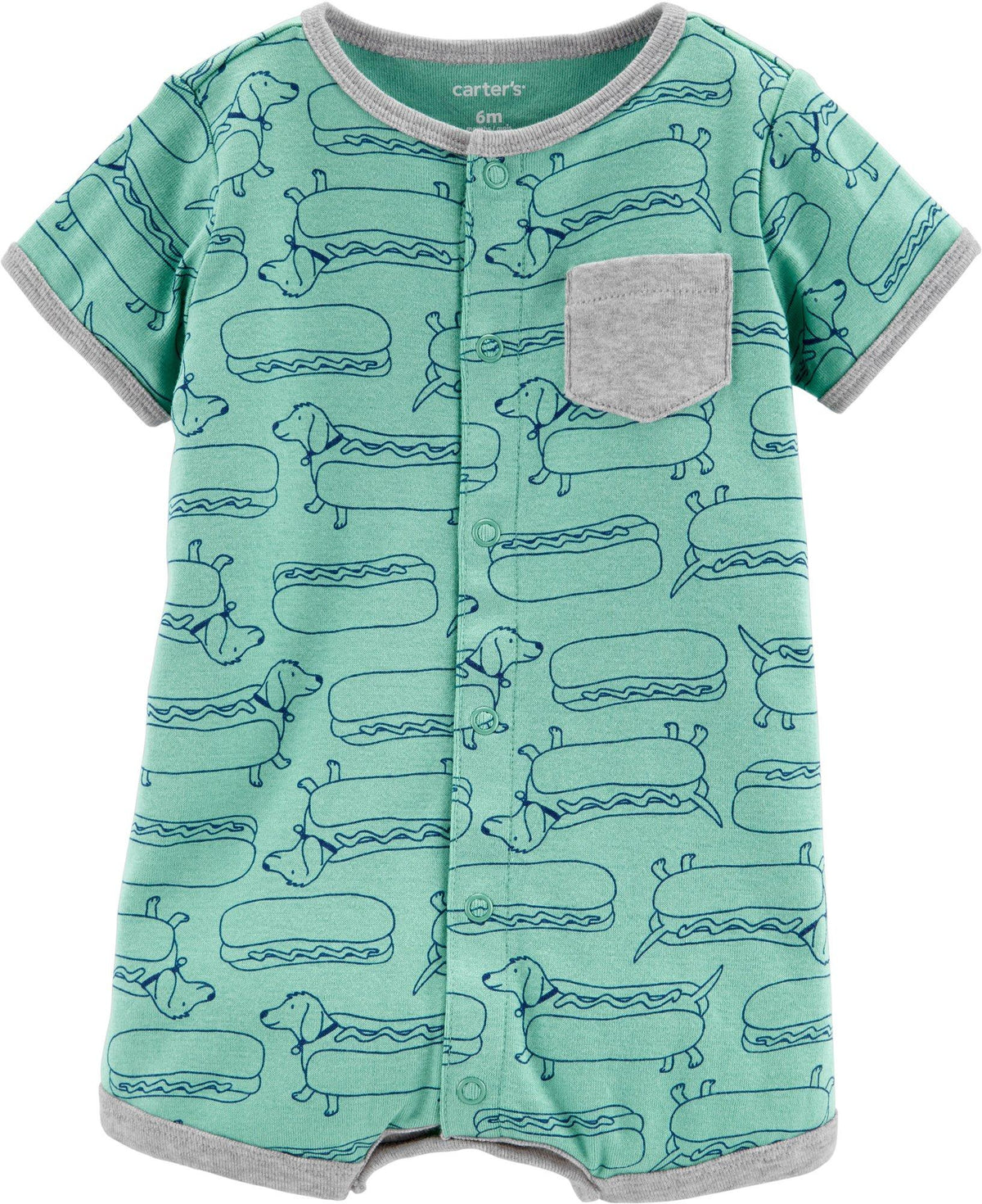 Carter's Baby Boys n Hot Dog Romper Print Green Size 8 Months