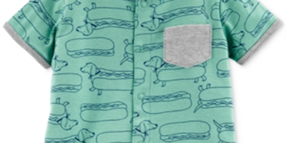 Carter's Baby Boys n Hot Dog Romper Print Green Size 8 Months