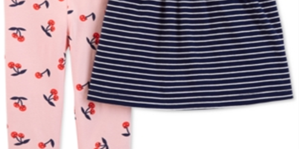 Carter's Baby Girl's Striped Cherry Print Leggings Set Blue Size 9