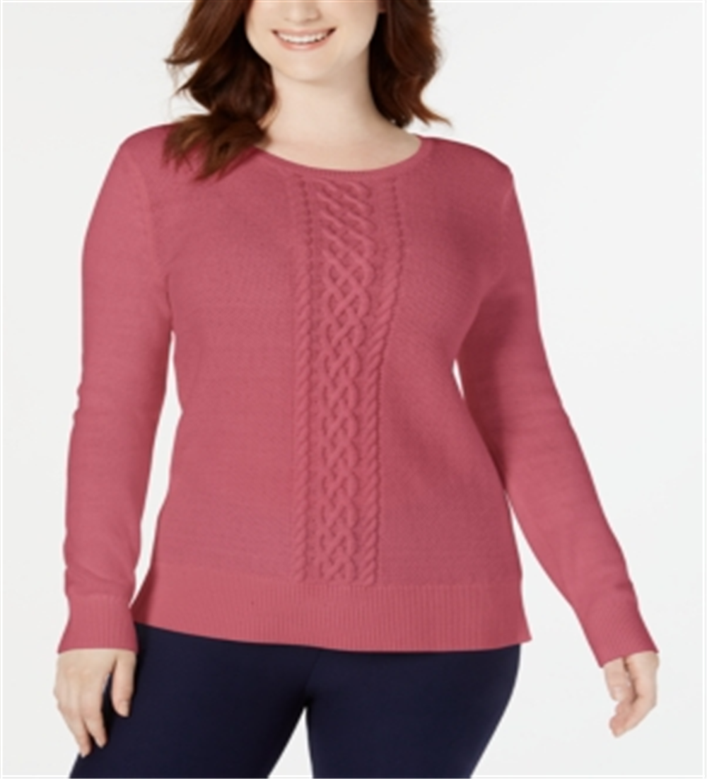 Karen Scott Women's Cable Knit Sweater Pink Size XS