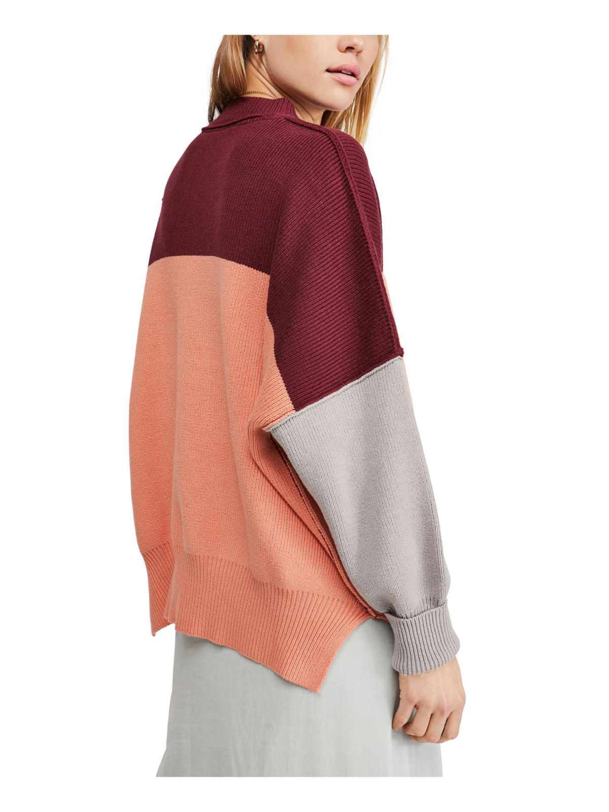 Free People Women's Block Long Sleeve Crew Neck T-Shirt Orange Size Small