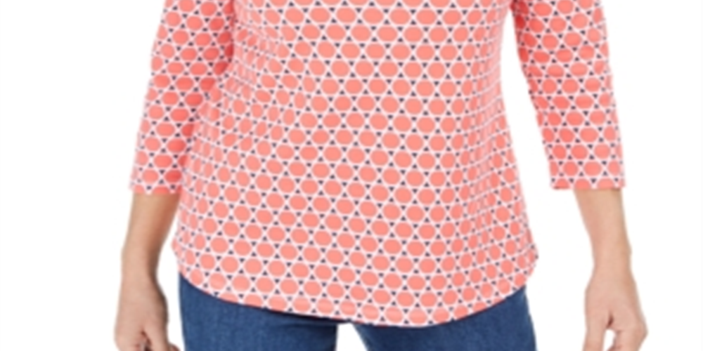 Charter Club Women's Cotton Printed Top Pink Size Small