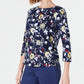 Charter Club Women's Cotton Printed Top Blue Size Petite M