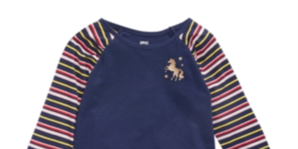 Epic Threads Little Girl's Striped Unicorn T-Shirt  Blue Size 6