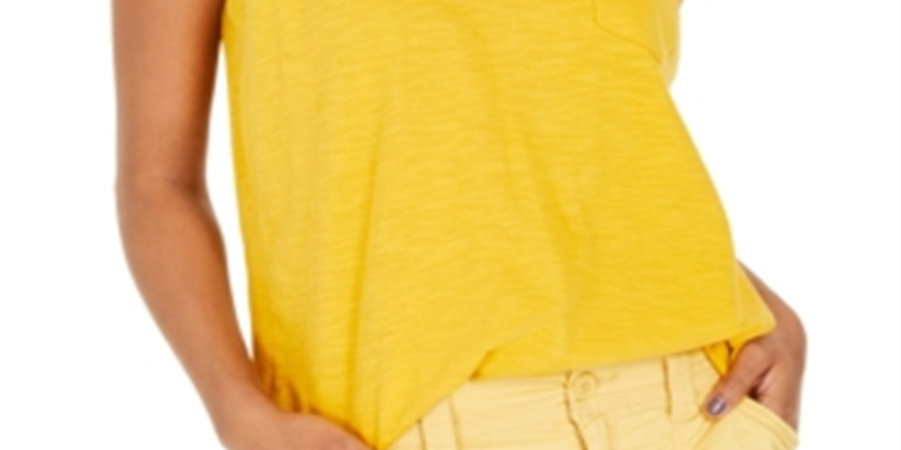 Style & Co Women's Cotton V Neck Tank Top Yellow Size XXL