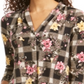 Charter Club Women's Mixed Print V Neck Top Black Size PP