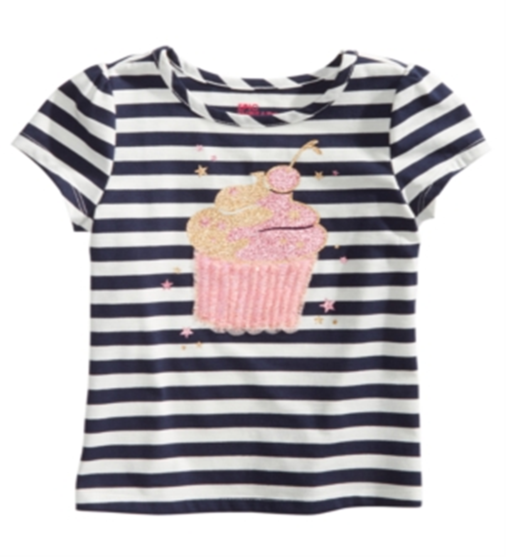 Epic Threads Toddler Girl's Striped Cupcake T-Shirt  White Size 2 T