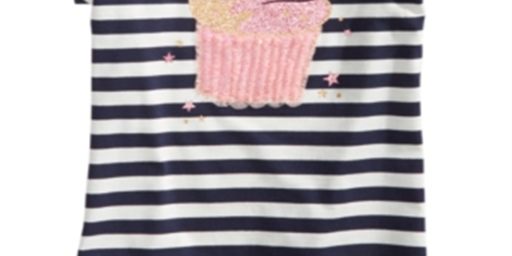 Epic Threads Toddler Girl's Striped Cupcake T-Shirt  White Size 2 T