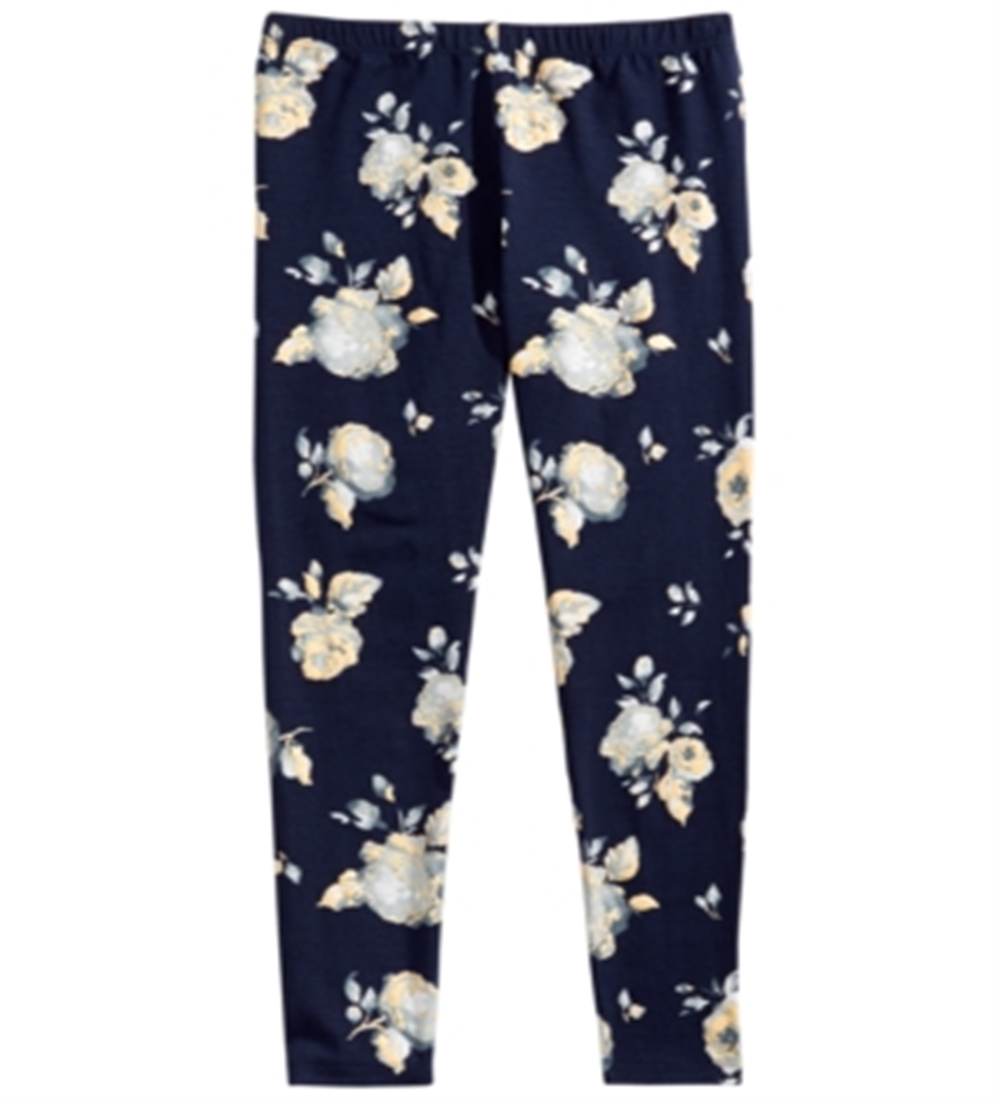 Epic Threads Big Girl's All Over Floral Print Legging -Blue Size M