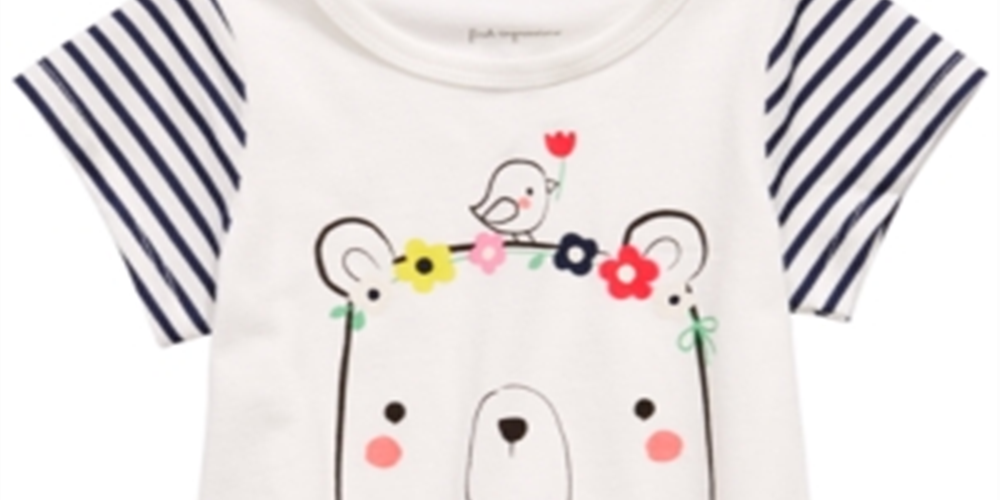 First Impressions Baby Girl's Bear Print Cotton T-Shirt  White Size 3-6M
