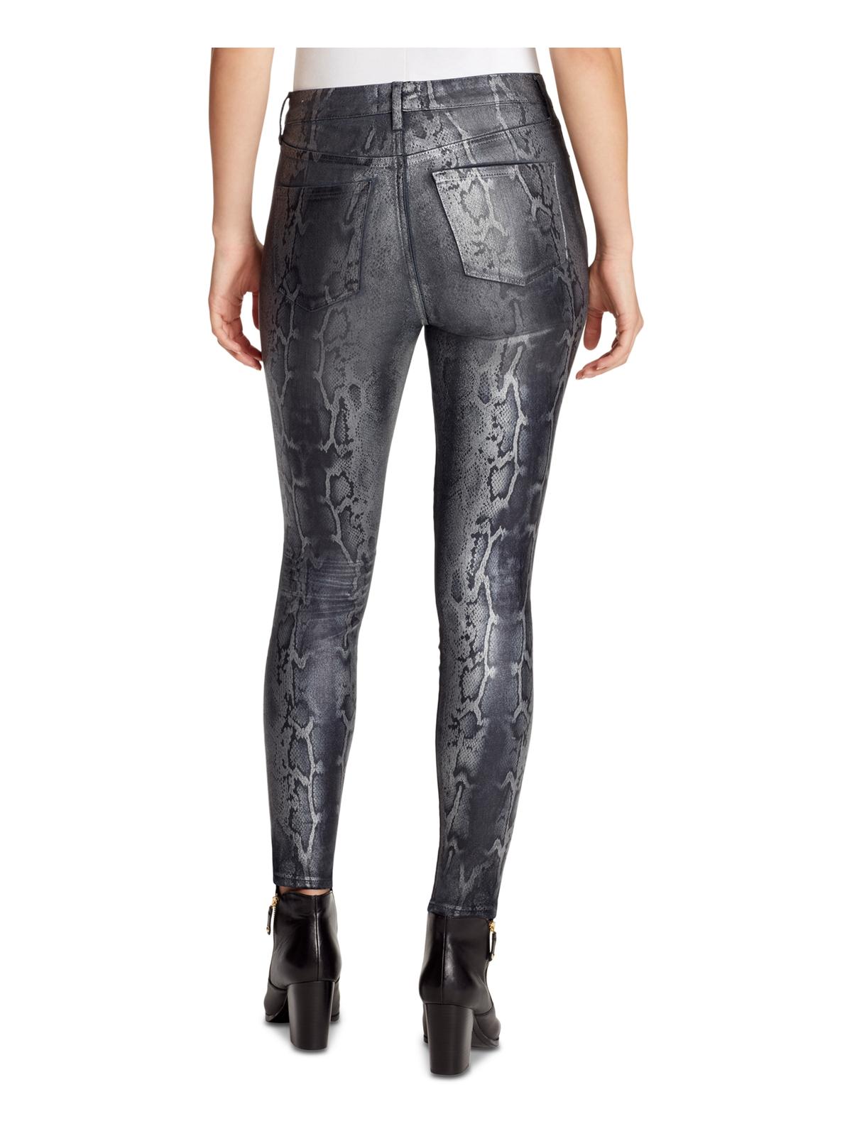 William Rast Women's Sculpted Coated Snake Print Skinny Jeans Black Size 31