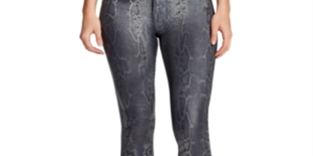 William Rast Women's Sculpted Coated Snake Print Skinny Jeans Black Size 31