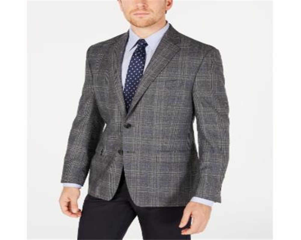 Ralph Lauren Men's Wool Blend Plaid Sportcoat Gray Size 44