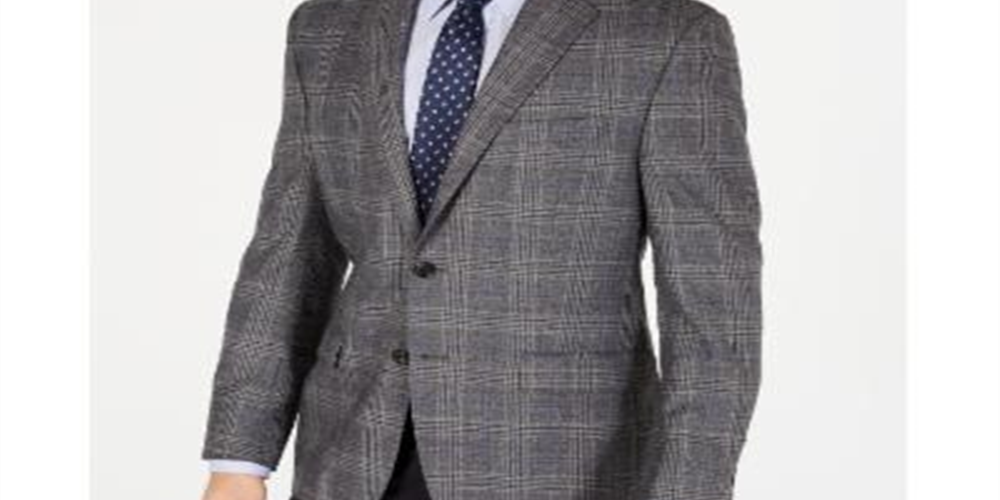 Ralph Lauren Men's Wool Blend Plaid Sportcoat Gray Size 44