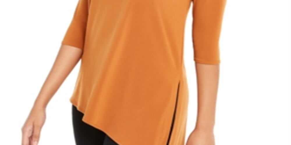 Alfani Women's Asymmetrical Cut Out Top Brown Size Petite S