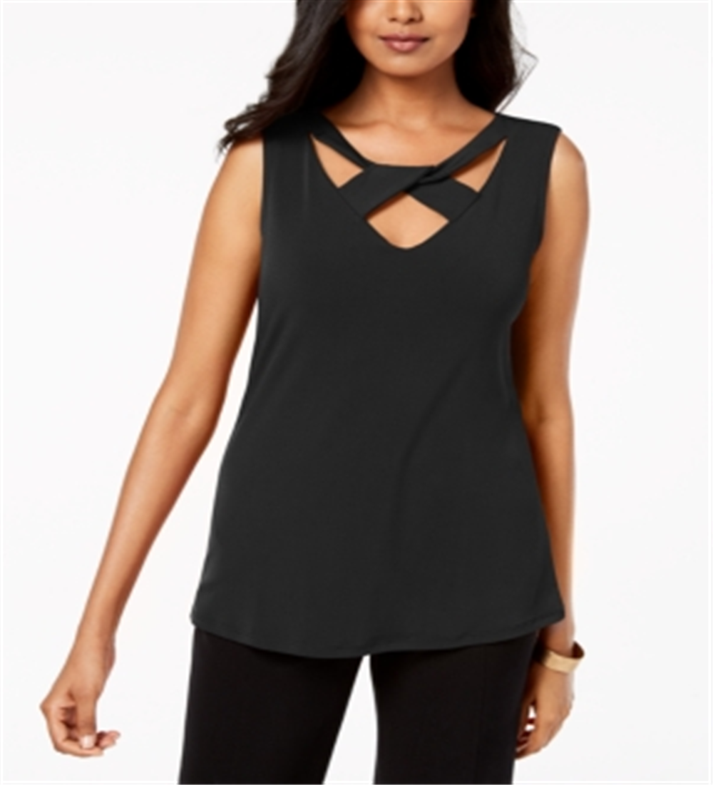 JM Collection Women's Twist Neck Blouse Black Size XL