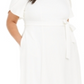 Calvin Klein Women's Tulip Sleeved A Line Dress with Self Belt  White Size22W
