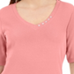 Karen Scott Women's Button Detail V Neck Top Pink Size Small