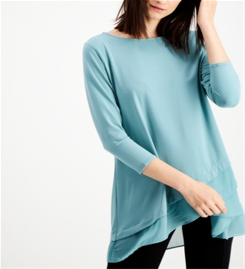 Alfani Women's Soft L 3/4 Sleeve Jersey Blouse Green Size Large