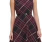 Tommy Hilfiger Women's Piper Belted Plaid Fit & Flare Dress Black Size 16