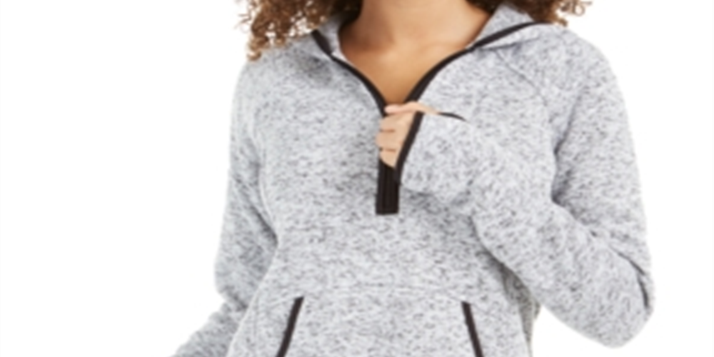 Ideology Women's Quarter Zip Hoodie Sweater Gray Size -S