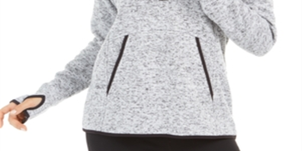 Ideology Women's Quarter Zip Hoodie Sweater Gray Size -S
