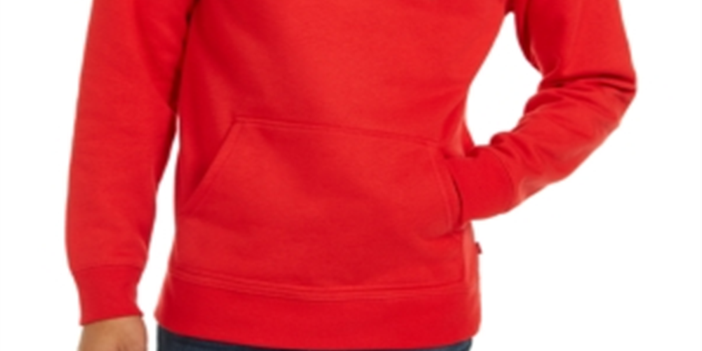 Levi's Men's Burndlen Fleece Logo Hoodie Red Size Medium