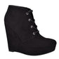 Gbg Women's Almond Toe Wedge Lace up Dress Booties Black Size 11 M