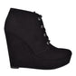 Gbg Women's Almond Toe Wedge Lace up Dress Booties Black Size 11 M