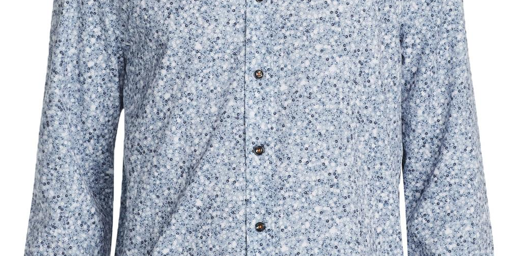 Tallia Men's Sequin Print Performance Button Down Shirt Gray Size Medium