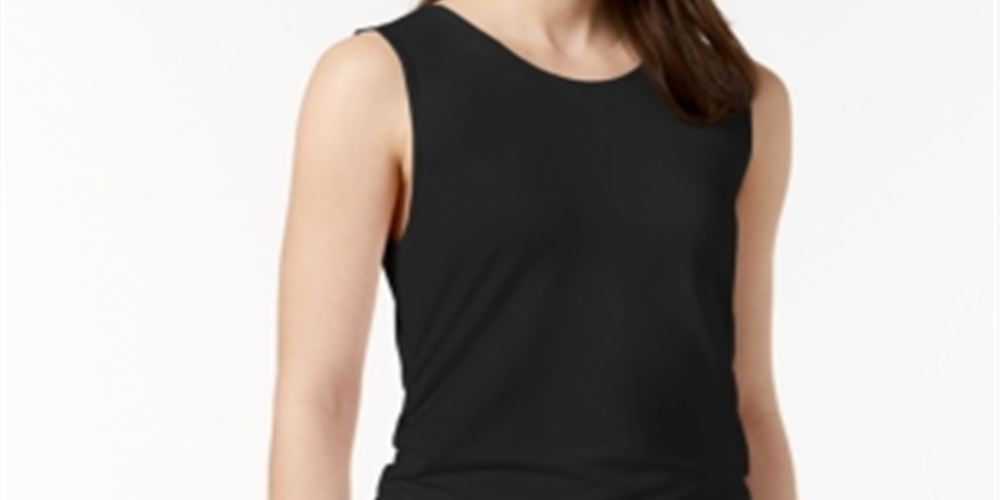 Alfani Women's Knit Top Solid Stretch Black Size Small