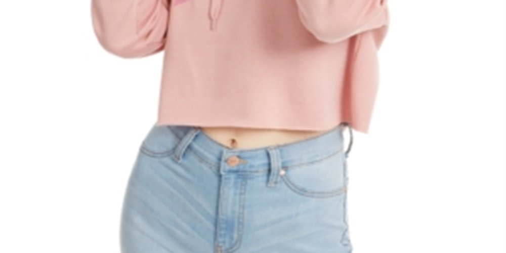 Warner Brothers Juniors' Cropped Rugrats Hoodie - Blush Pink Size Large