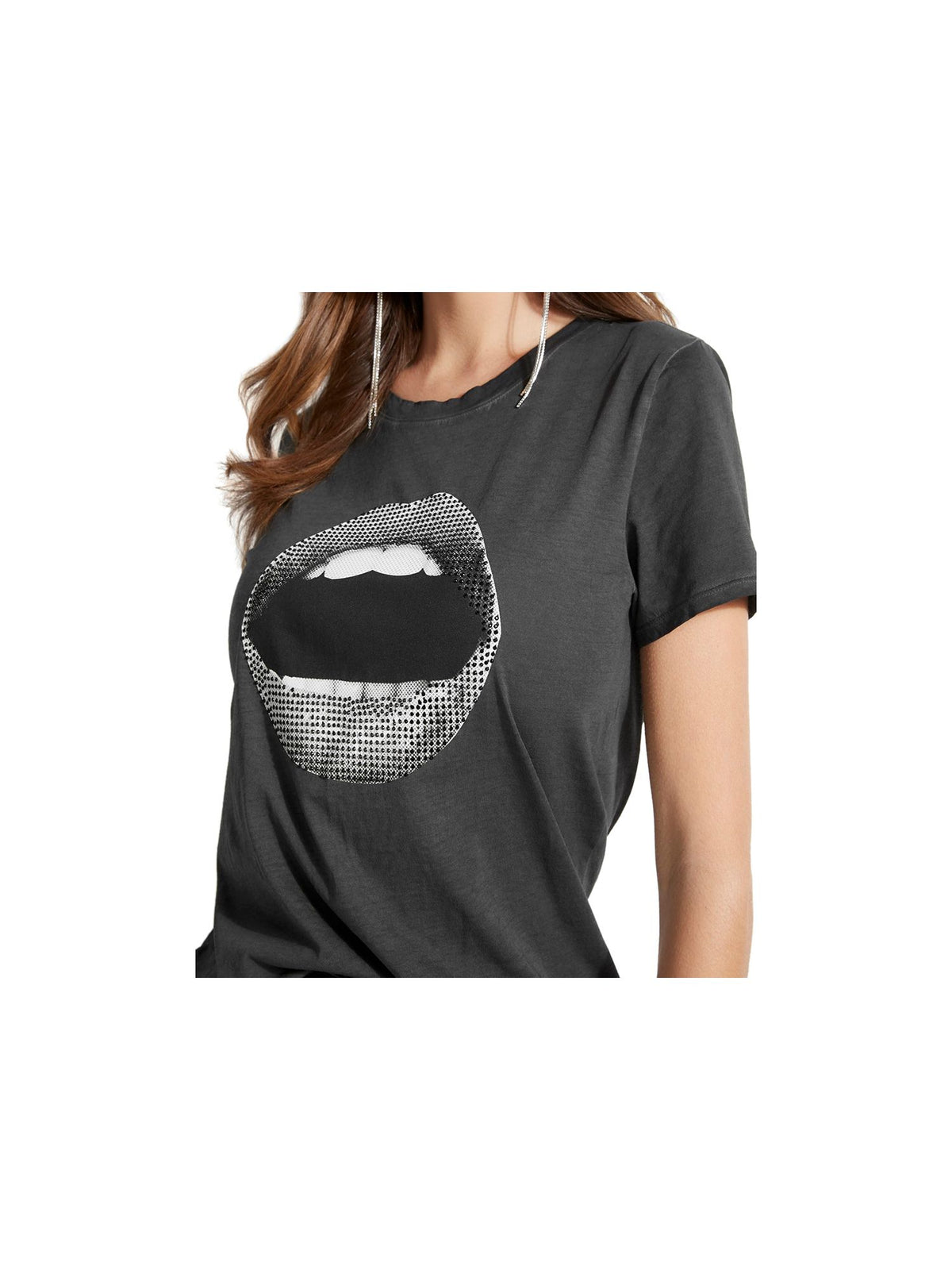 Guess Women's Graphic T-Shirt Graphc Embellished Black Size Small