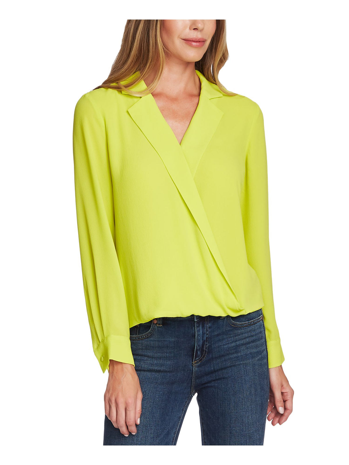 Vince Camuto Women's Long Sleeve V Neck Faux Wrap Top GreenSize XL