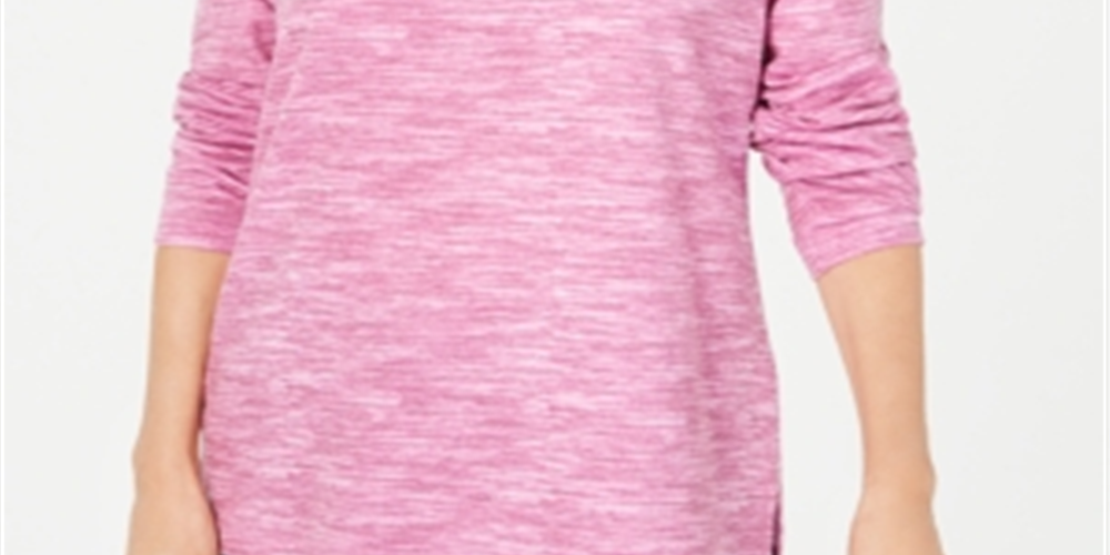 Karen Scott Women's Petite Funnel-Neck Space-Dyed Top Pink Size Petite M