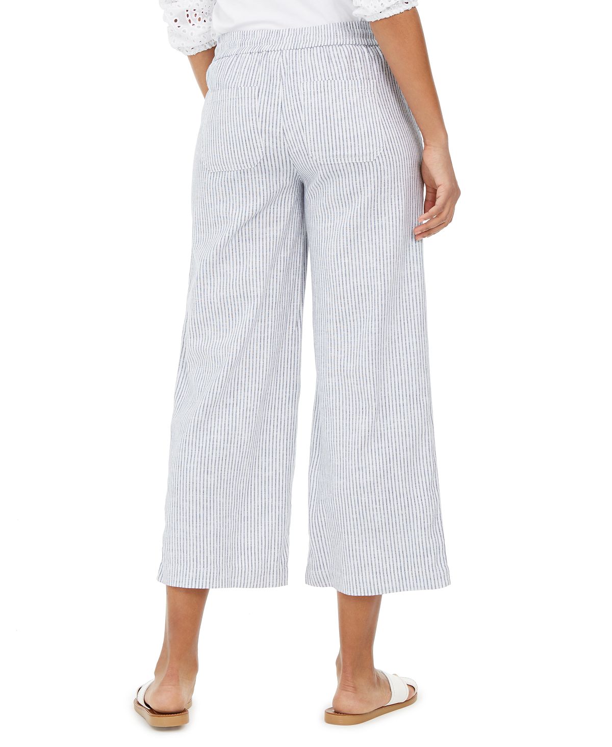Style & Co Plus Micro-Stripe Linen Pants  White Size 22W