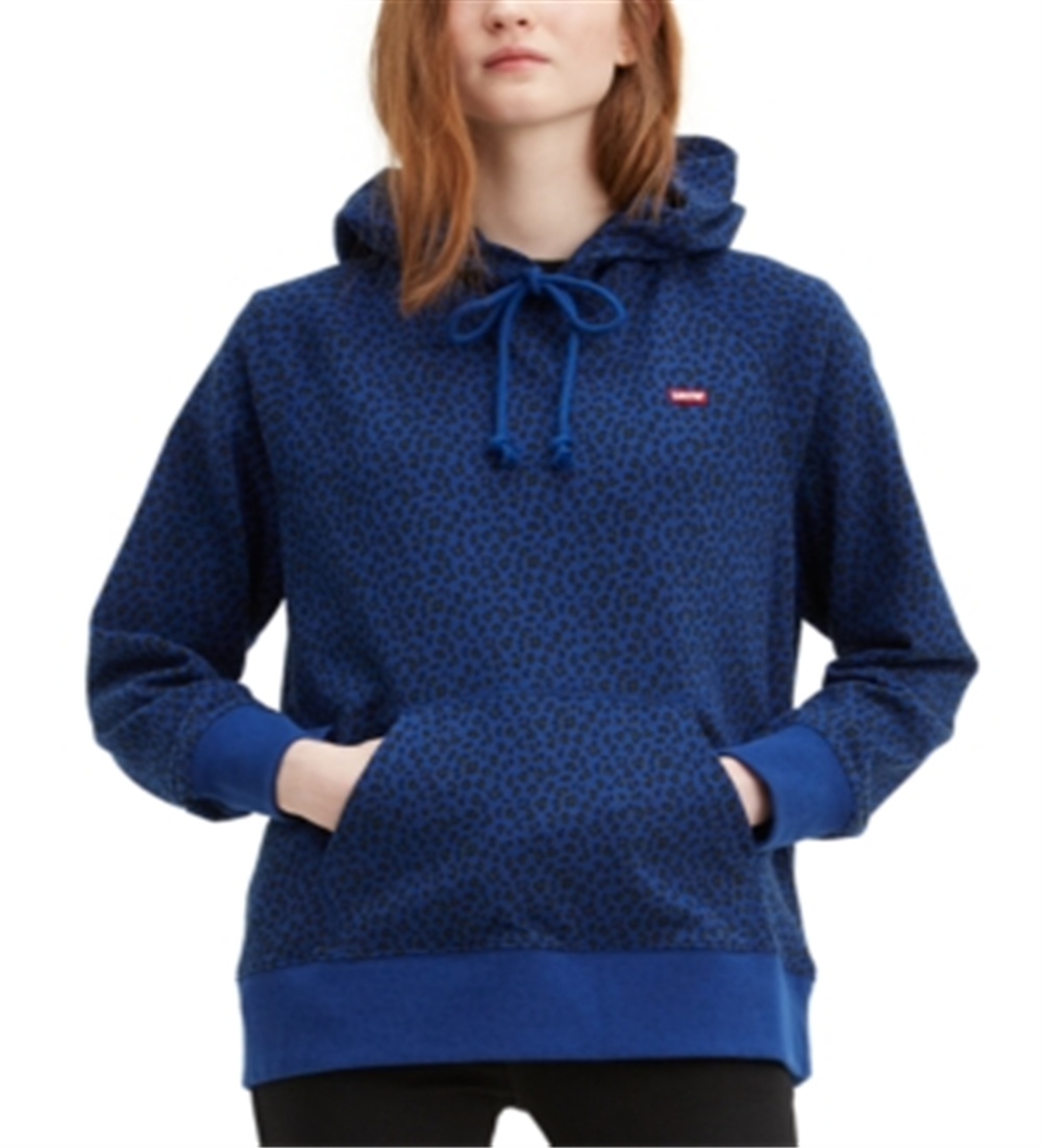 Levi's Women's Animal Print Logo Hoodie Blue Size XL