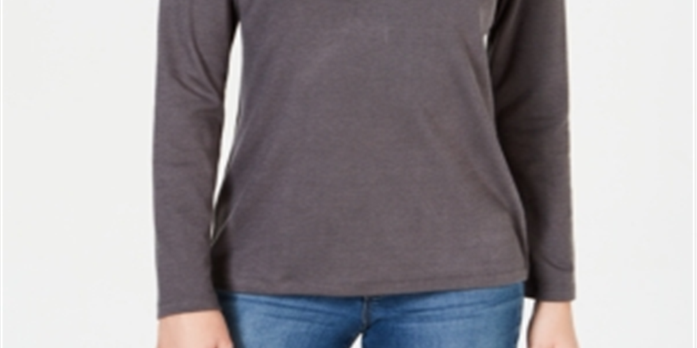 Karen Scott Women's  Satin-Trim Scoop-Neck Top Grey Size 2XL