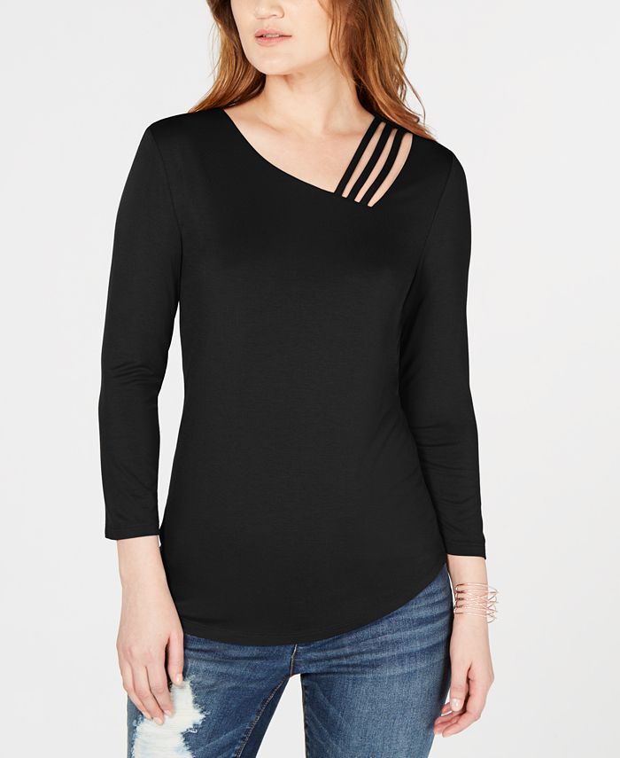 Inc Petite Strappy Top Black Size PP