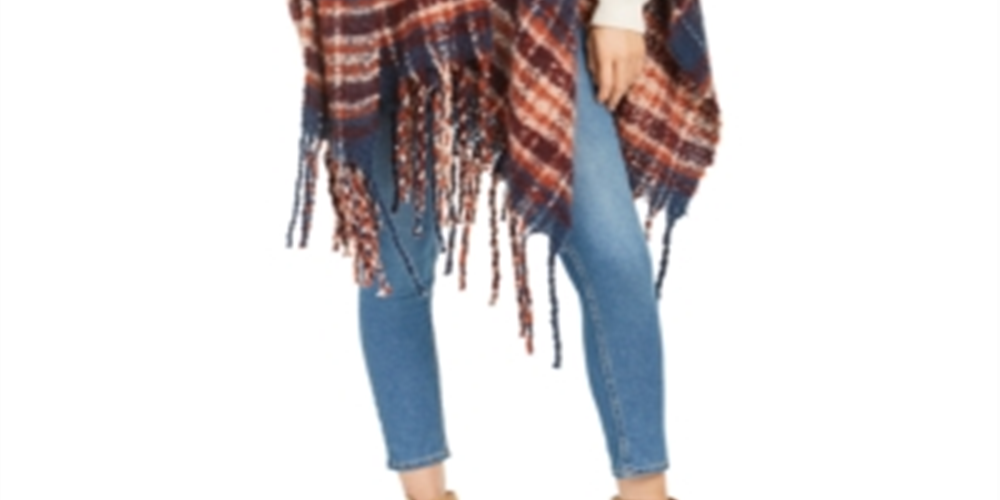 Charter Club Women's Brushed Fringed Topper  Navy Multi  One Size