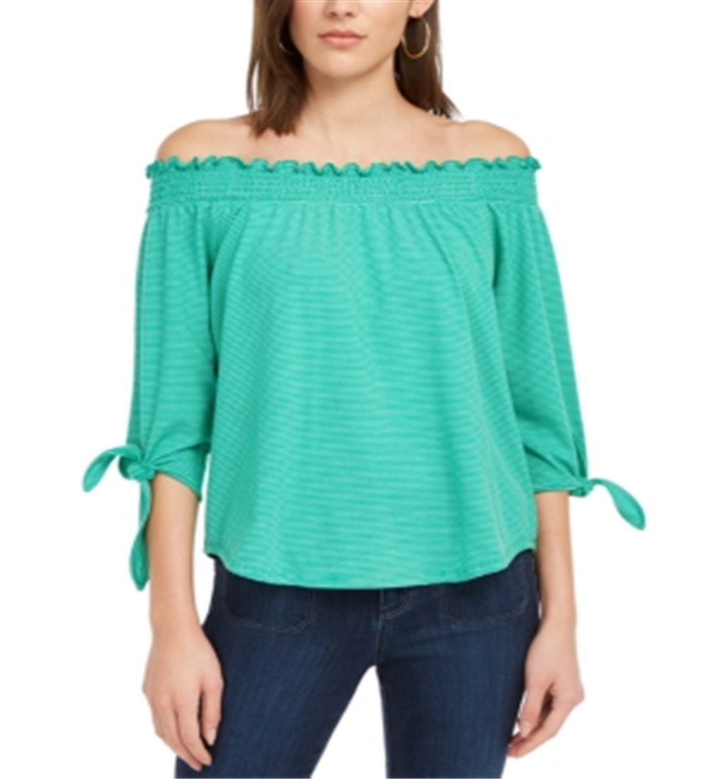 Maison Jules Women's Off-the-Shoulder Top  Green Size XS