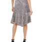 Calvin Klein Women's  Sequined Below the Knee Evening Peasant Skirt Silver Size Large