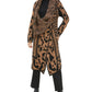 Calvin Klein Women's  Wing Collared Animal Print Long Sleeve Open Cardigan Sweater Brown Size XL
