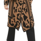 Calvin Klein Women's  Wing Collared Animal Print Long Sleeve Open Cardigan Sweater Brown Size XL